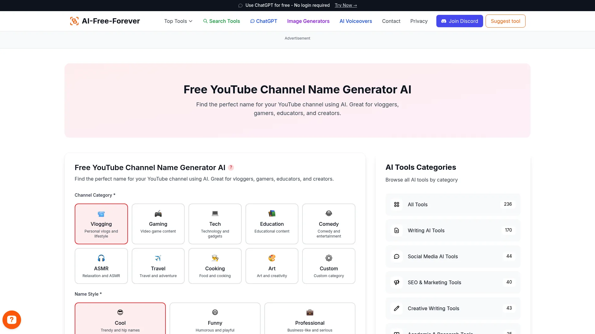 Free YouTube Channel Name Generator AI - Find memorable channel names that reflect your brand