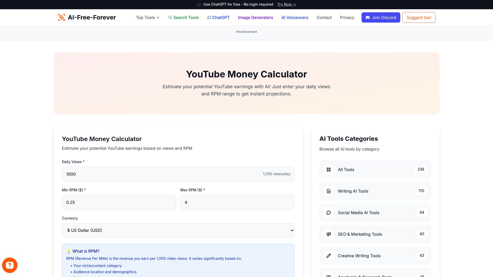 YouTube Money Calculator - Estimate potential earnings from your YouTube channel based on views and engagement metrics