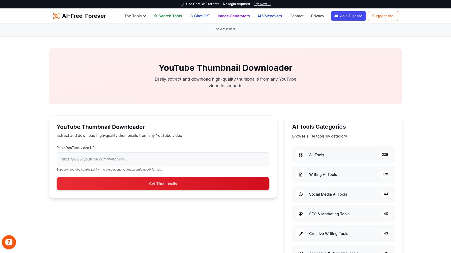 YouTube Thumbnail Ideas Generator - Get creative thumbnail concepts and design suggestions for better click-through rates