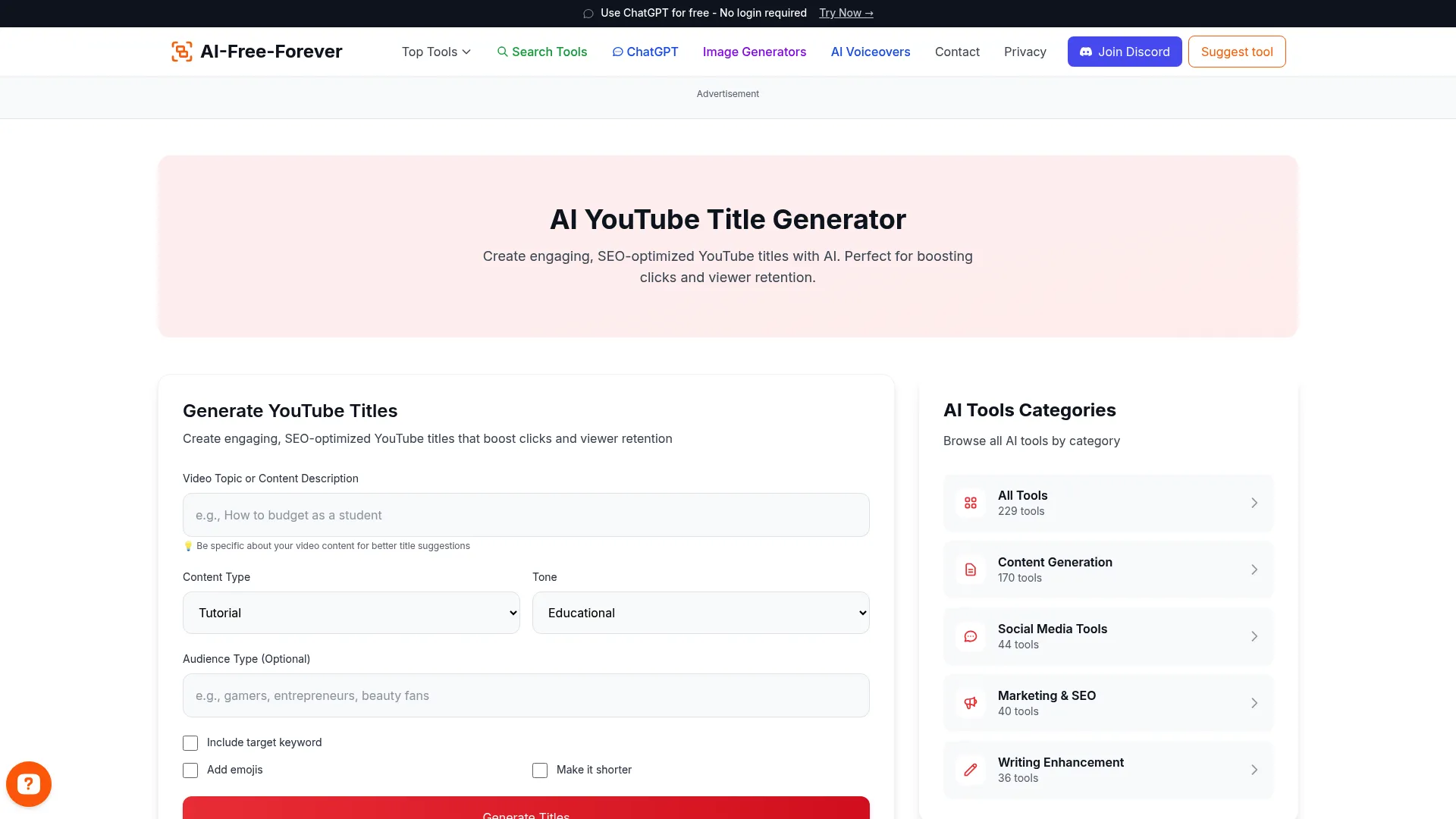 YouTube Title Generator - Create click-worthy titles that boost views and engagement